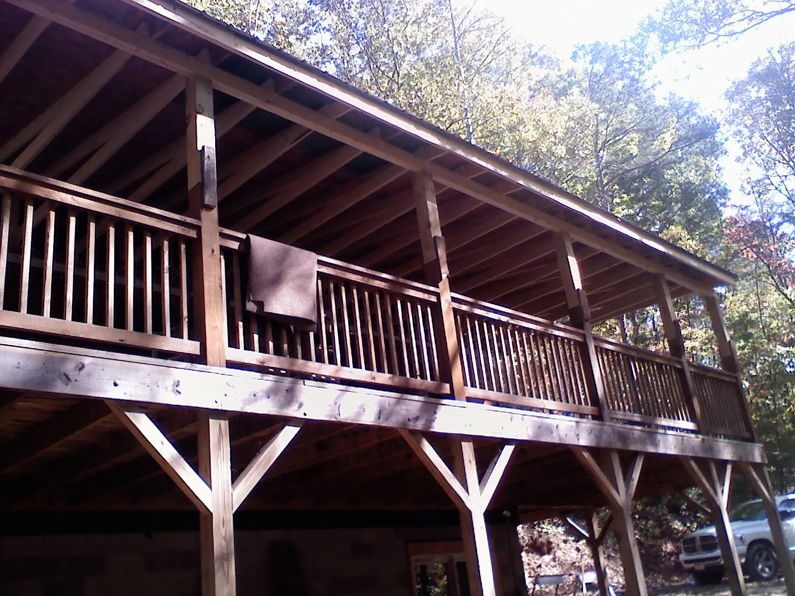 Timber framing under a new elevated porch and deck — Roof Leak Repair in Pleasant Prairie by Roofing Brothers